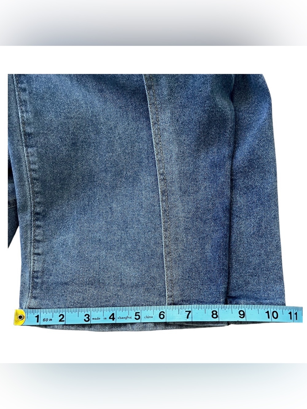 High-Rise Wide Leg Blue Jeans with Front Panel Detail - Picture 11 of 11